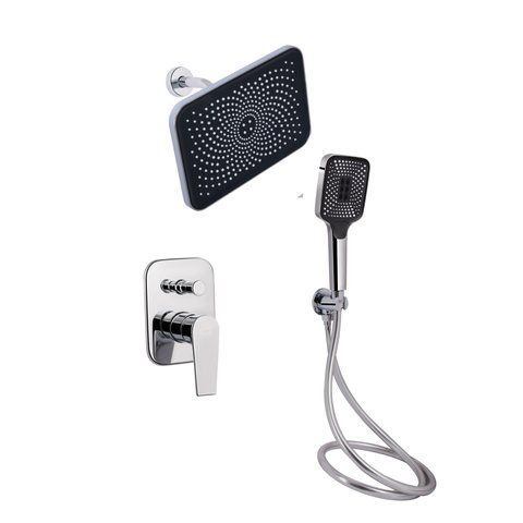 Комплект для душу Qtap Stenava Chrome: Змішувач QTST6245102DC + Лійки (QTRUC125CRM45954,QTHLA107CRM45784) + Шланг QTHADPVC200C + QTCRMBH130 SD00053671 фото