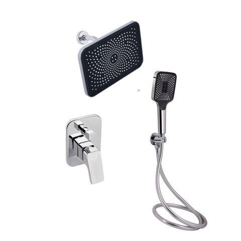 Комплект для душу Qtap Namesti Chrome: Змішувач QTNAM6225102NC + Лійки (QTRUC125CRM45954,QTHLA107CRM45784) + Шланг QTHADPVC200C + QTCRMBH130 SD00053672 фото