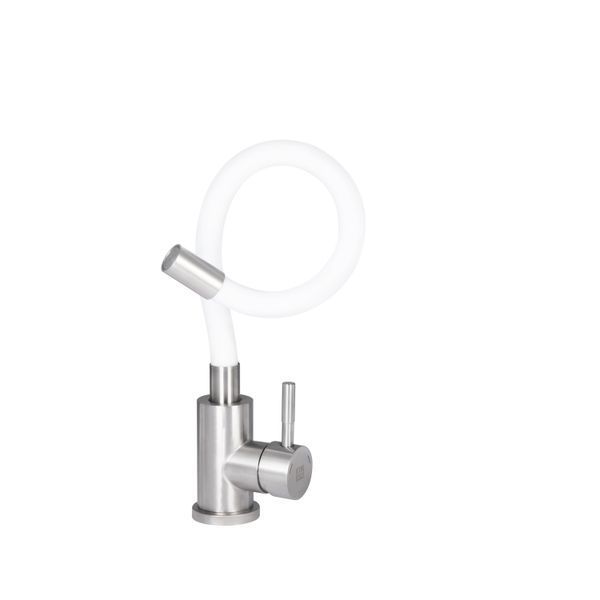 Змішувач для кухні Lidz Aria 015F3 з гнучким виливом (k35) LDARI015F3WHI43362 White / Nickel SD00049485 фото