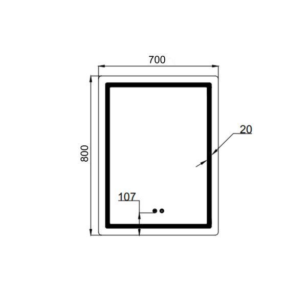 Дзеркало Qtap Mideya (MI2) 700х800 з LED-підсвічуванням Touch, з антизапотіванням, димером, рег. яскравості QT2078DCF7080 SD00054585 фото