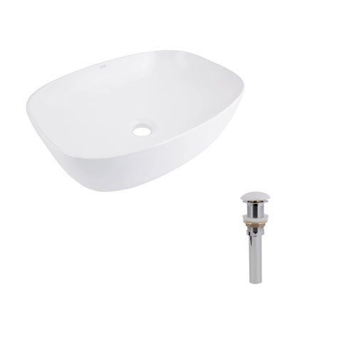 Комплект Qtap Cardinal: Раковина накладна 600x380x140 мм, White, овальна + Донний клапан Pop-up PU02 SD00054589 фото
