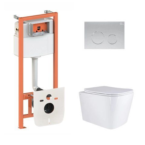 Готове рішення Qtap для ванної кімнати: підвісний унітаз Tern Ultra Quiet 525x345x360 + комплект інсталяції Nest 4 в 1 (кругла клавіша Satin) SD00053633 фото