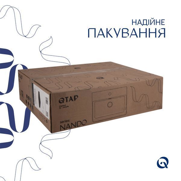 Комплект Qtap Nando LT: Раковина підвісна прамокутна 500х420х130 мм Matt Black + Донний клапан PU03O SD00053446 фото