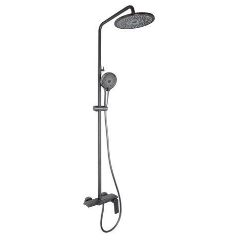 Душова система універсальна Qtap Slavonice на три споживача (з виливом) QTSLA111GMB45905 Gunmetal Black PVD SD00052029 фото