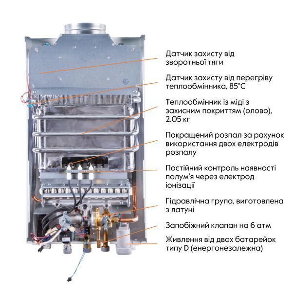 Колонка газова димохідна Thermo Alliance JSD20-10GD 10 л панель скляна Black SD00030725 фото