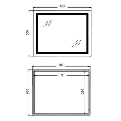 Дзеркало Qtap Cardinal (CA2) 800х600 з LED-підсвічуванням Touch, з антизапотіванням, з димером, рег. темп. кольору (3000-6500K) Reverse QT0478C806048457 SD00054581 фото