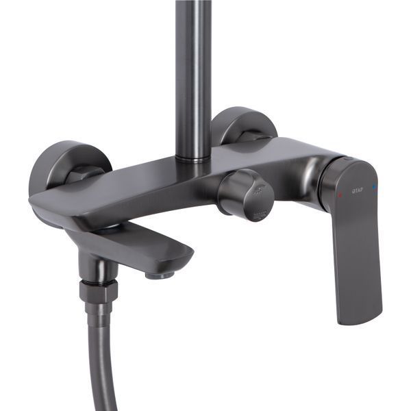 Душова система універсальна Qtap Slavonice на три споживача (з виливом) QTSLA111GMB45910 Gunmetal Black PVD SD00052034 фото