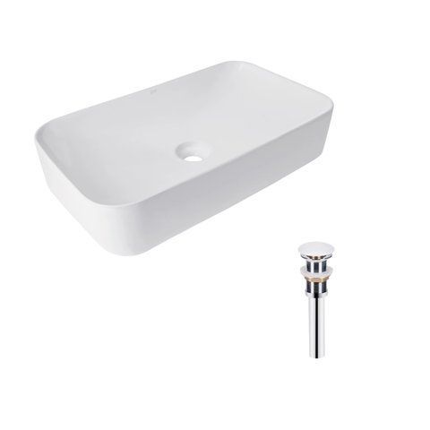 Комплект Qtap Tern: Раковина накладна прамокутна 610x350x135 мм WHITE + Донний клапан PU02 SD00053428 фото