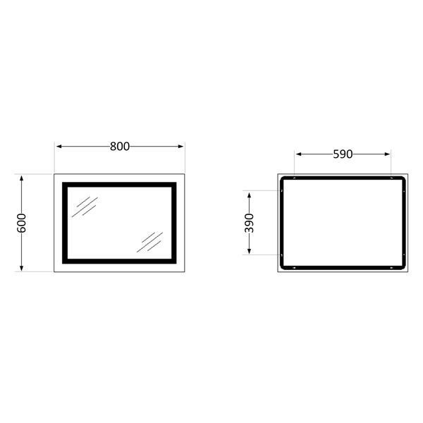 Дзеркало Lidz Kubis 800х600 з LED-підсвічуванням Touch, з антизапотіванням, з димером, рег. яскравості LD78LF9047400 SD00053524 фото