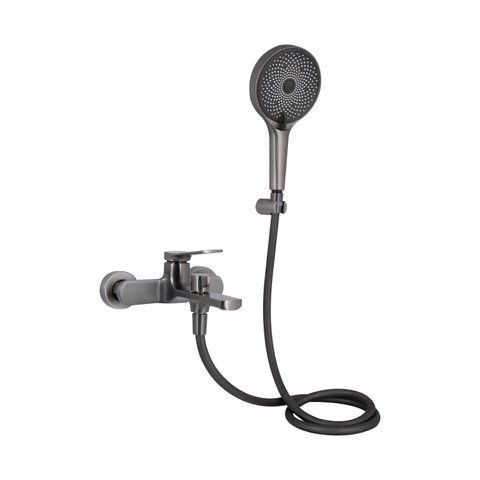 Змішувач для ванни Qtap Slavonice (з душовим гарнітуром) QTSLV259GMB48035 Gunmetal Black PVD SD00054159 фото
