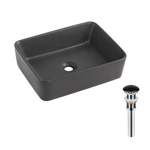 Раковина накладна Qtap Tern 480x370x135 мм, Anthracite, прямокутна, з донним клапаном QT17116069AN SD00054300 фото