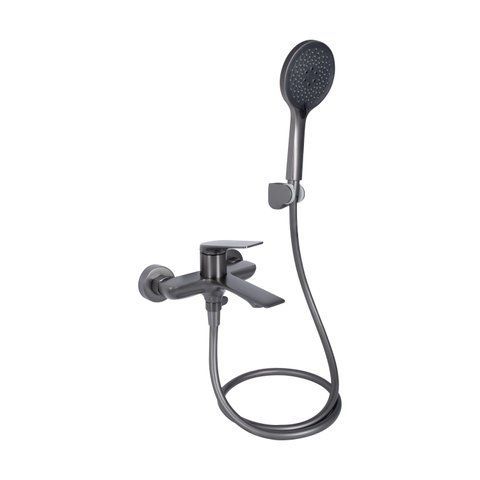 Змішувач для ванни Qtap Vlasta New (з душовим гарнітуром) QTVLA259GMB45643 Gunmetal Black PVD SD00051767 фото