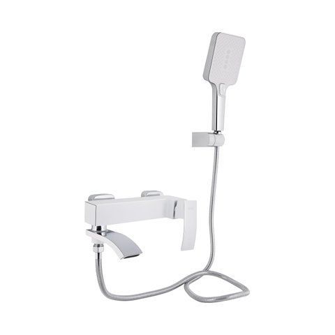 Змішувач для ванни Qtap Swan Cascada з поворотним виливом (з душовим гарнітуром) QTSWA260CRW45569 Chrome/White SD00051693 фото