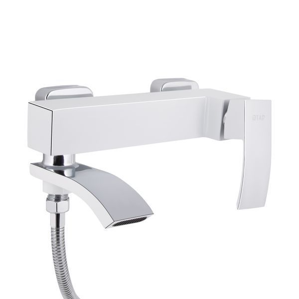 Змішувач для ванни Qtap Swan Cascada з поворотним виливом (з душовим гарнітуром) QTSWA260CRW45569 Chrome/White SD00051693 фото