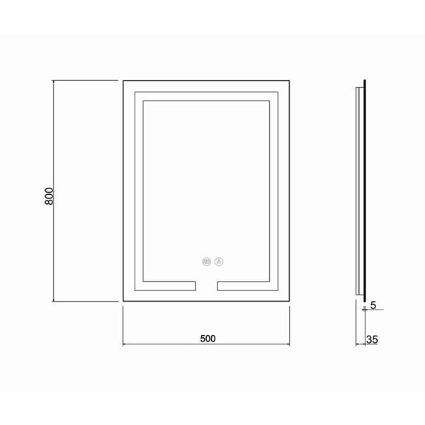 Дзеркало Qtap Mideya (DC-F936) 500х800 з LED-підсвічуванням Touch, з антизапотіванням, димером QT2078F936W SD00036739 фото
